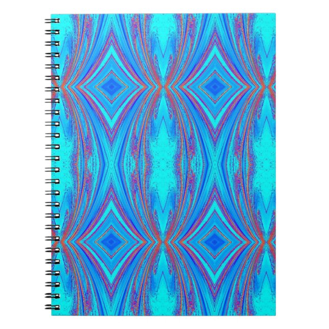 Cuaderno Patrón de diamantes turquesa azul claro (Frente)