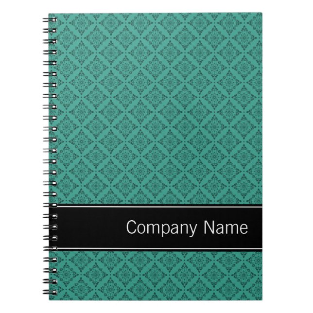 Cuaderno Patrón de diamantes verde azulados personalizado (Frente)