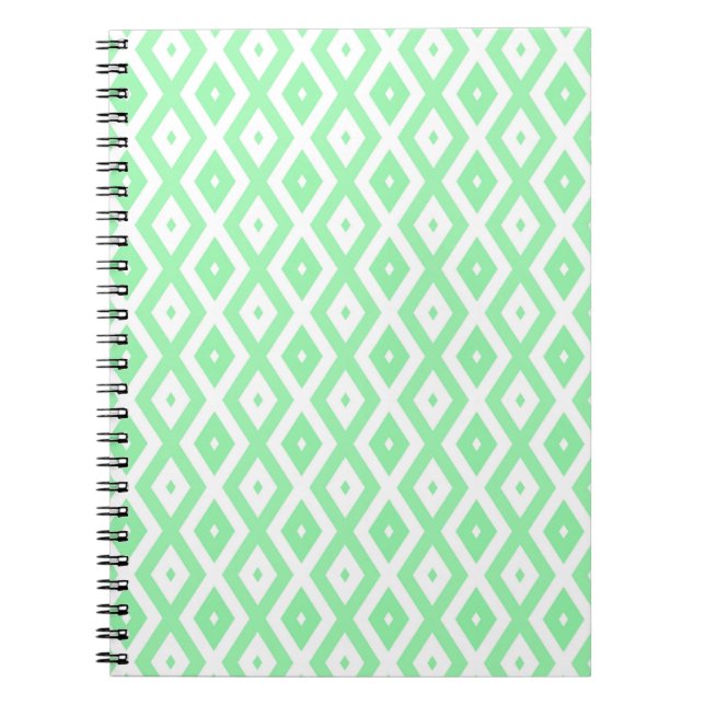 Cuaderno Patrón de diamantes verde y blanco (Frente)