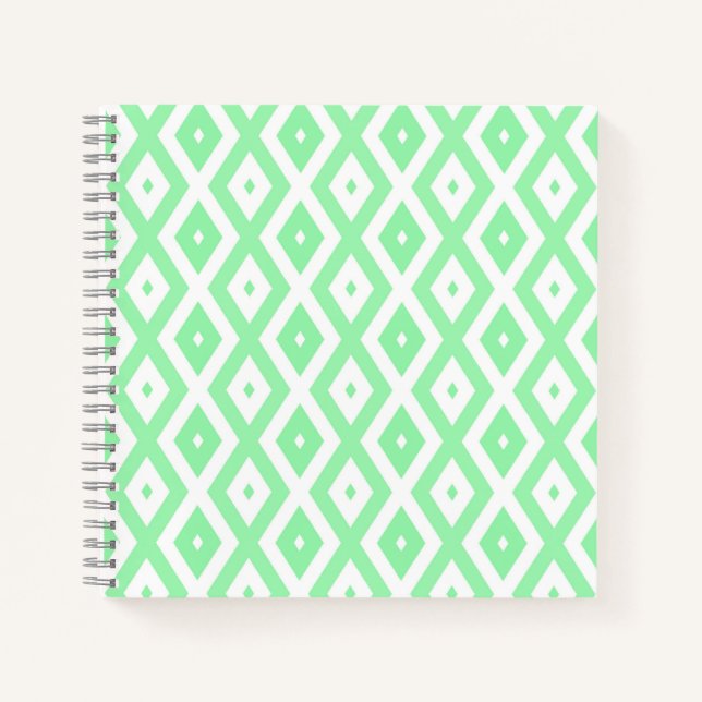 Cuaderno Patrón de diamantes verde y blanco (Anverso)