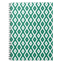 Cuaderno Patrón de diamantes verdes y blancos de los bosque