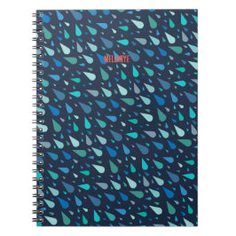 Cuaderno Patrón de días lluviosos con gotas de lluvia azule