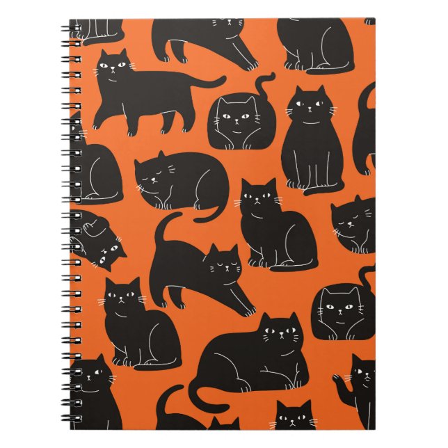 Cuaderno Patrón de dibujo de mano para gatos personalizados (Frente)