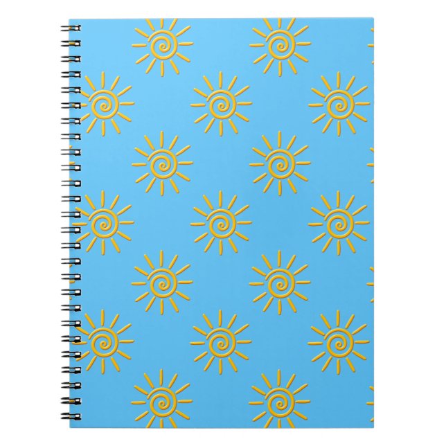 Cuaderno Patrón de dibujo de sol amarillo 3D (Frente)