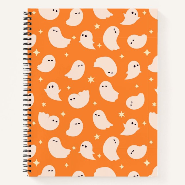 Cuaderno Patrón de dibujo del fantasma del naranja (Anverso)