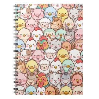Cuaderno Patrón de dibujos animados de animales de granja