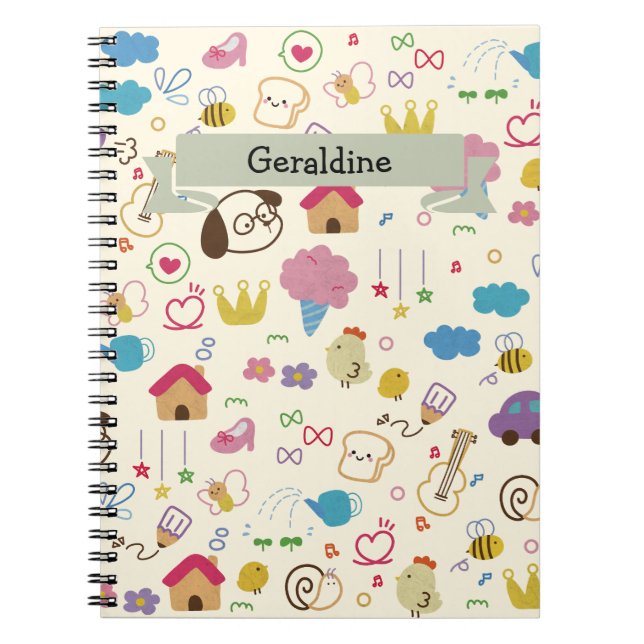 Cuaderno Patrón de dibujos animados para niños (Frente)