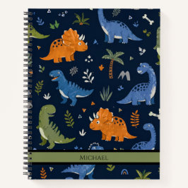 Cuaderno Patrón de Dinosaurio Adorable Colorido