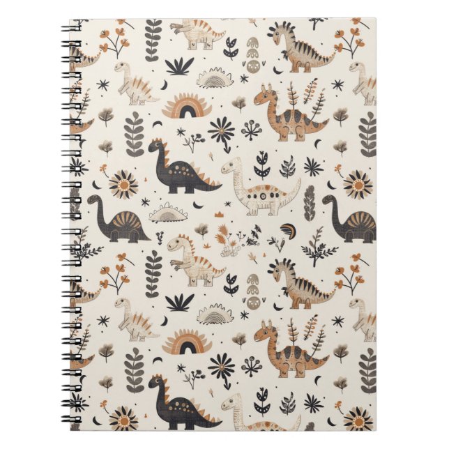 Cuaderno Patrón de dinosaurio de jungla boho (Frente)