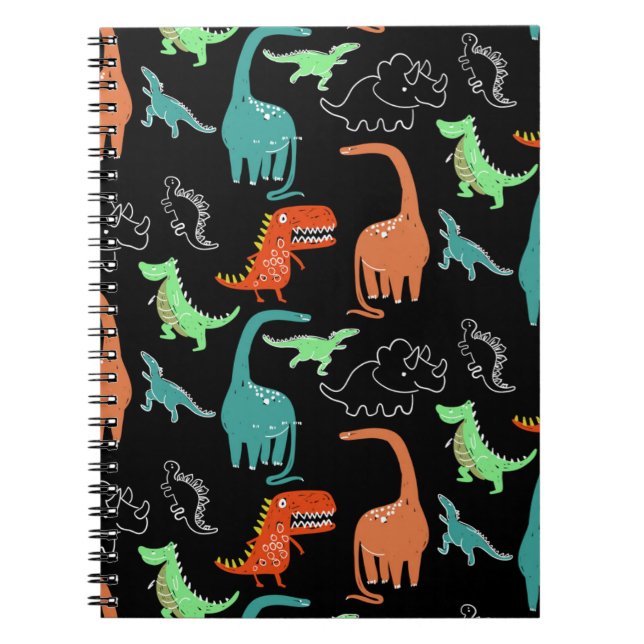 Cuaderno patrón de dinosaurio personalizado brillante dibuj (Frente)
