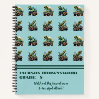 Cuaderno Patrón de dinosaurio T-Rex de nombre personalizado