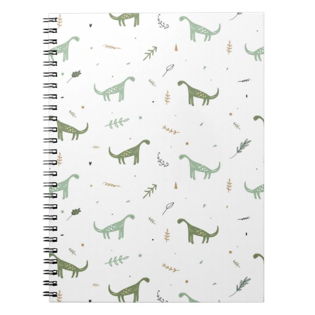 Cuaderno Patrón de dinosaurio verde lindo (Frente)