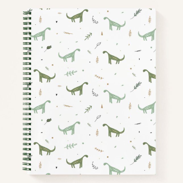 Cuaderno Patrón de dinosaurio verde lindo (Anverso)