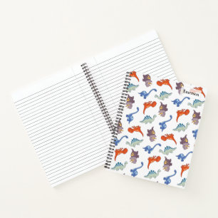Cuaderno Patrón de dinosaurios coloridos y adorables con n