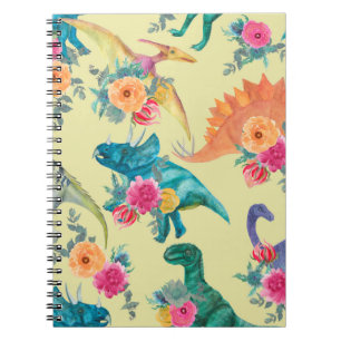 Cuaderno Patrón de dinosaurios de pintura acuarela. Barba s
