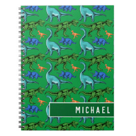 Cuaderno Patrón de dinosaurios divertidos, escuela de nombr