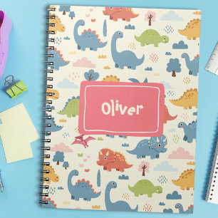 Cuaderno Patrón de Dinosaurios Jugativos Personalizado
