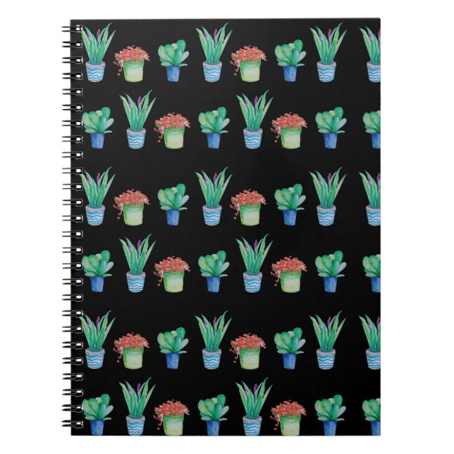 Cuaderno Patrón de diseño de planta acuarcolar original 1 (Frente)