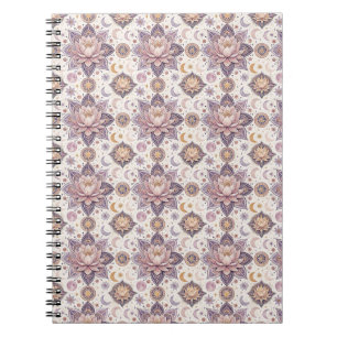 Cuaderno Patrón de diseño espiritual mandala de loto celest