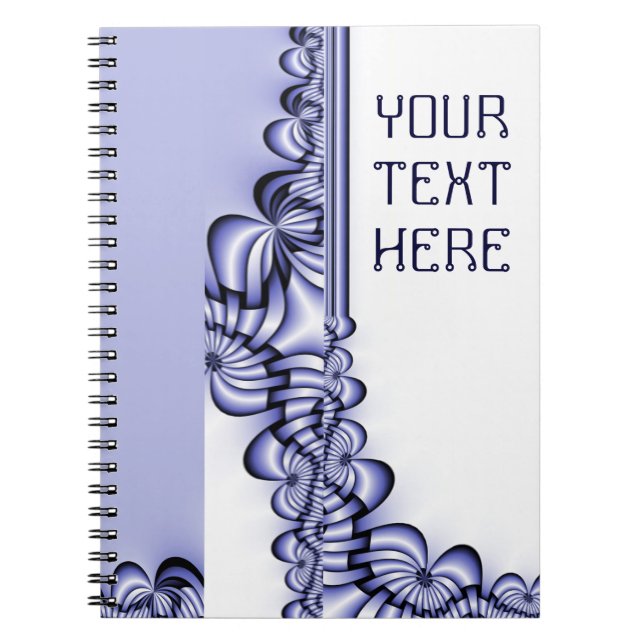 Cuaderno Patrón de diseño gráfico - azul blanco + tu texto (Frente)