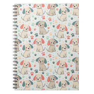 Cuaderno Patrón de diseño minimalista adorable de cachorro