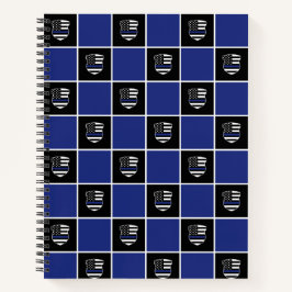 Cuaderno Patrón de distintivo delgado de la línea azul del 