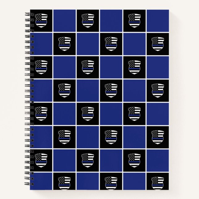 Cuaderno Patrón de distintivo delgado de la línea azul del  (Anverso)
