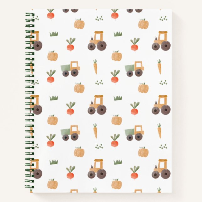 Cuaderno Patrón de diversión de acuarela de jardín de granj (Anverso)