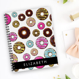 Cuaderno Patrón De Donuts, Donuts Coloridos, Su Nombre