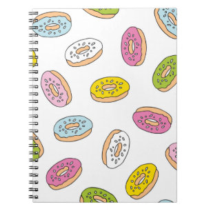Cuaderno Patrón de donuts Doodle, diseño sin fisuras.