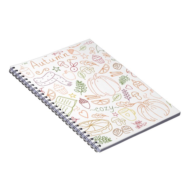 Cuaderno Patrón de Doodle acogedor de otoño - Calabazas de  (Lado Derecho)