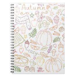 Cuaderno Patrón de Doodle acogedor de otoño - Calabazas de 