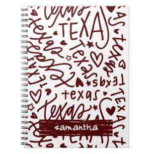 Cuaderno Patrón de Doodle Aggie Maroon Texas