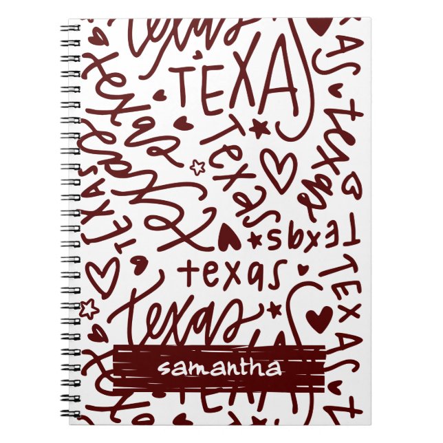 Cuaderno Patrón de Doodle Aggie Maroon Texas (Frente)