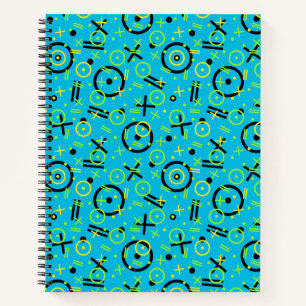 Cuaderno Patrón de Doodle Azul Retro Neon de 80/90
