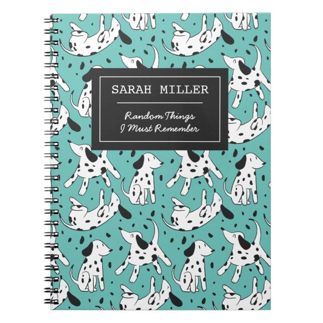 Cuaderno Patrón de doodle dálmata personalizado Perro amant (Frente)
