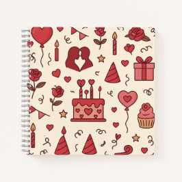 Cuaderno Patrón de Doodle de Celebración Romántica