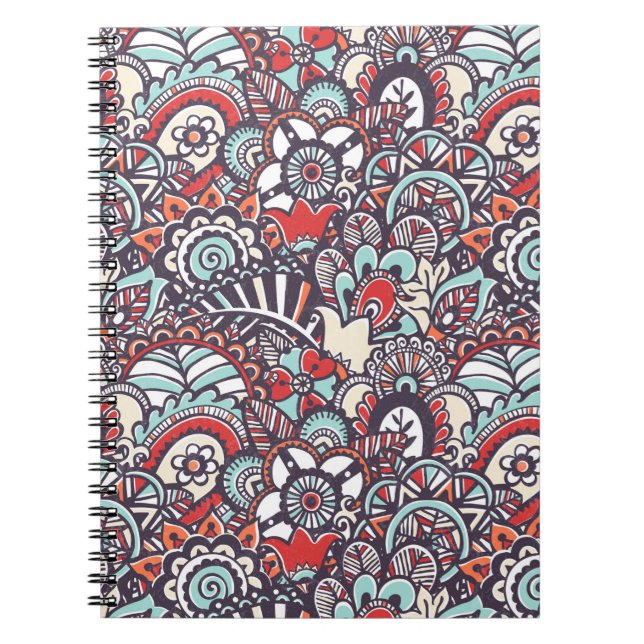 Cuaderno Patrón de Doodle de Flor Paisley (Frente)