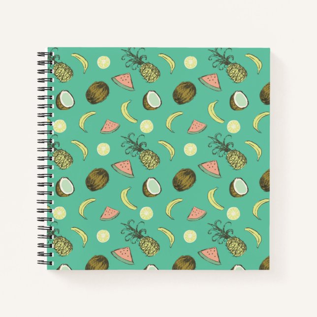 Cuaderno Patrón de Doodle de Fruta Tropical (Anverso)