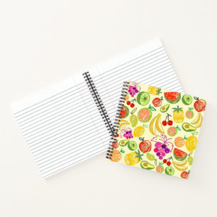 Cuaderno Patrón de Doodle de Fruta Variado
