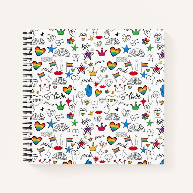 Cuaderno Patrón de Doodle del Orgullo Gay (Anverso)