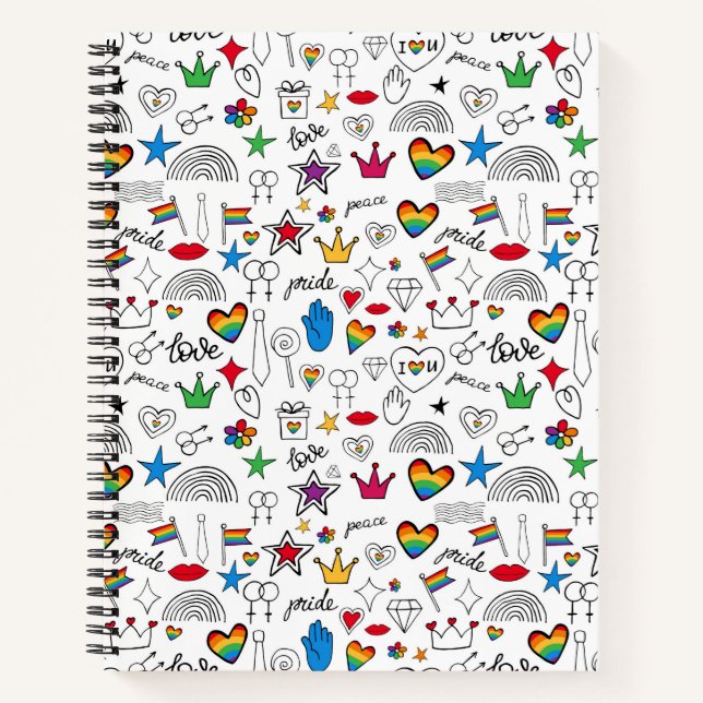 Cuaderno Patrón de Doodle del Orgullo Gay (Anverso)