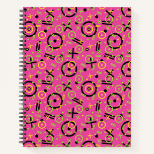 Cuaderno Patrón de Doodle Rosa Retro Neon de 80-90