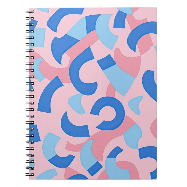 Cuaderno Patrón de Doodle rosa y azul (Frente)