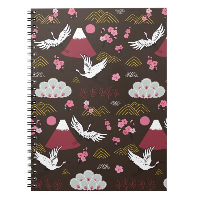 Cuaderno Patrón de doodle tradicional japonés sin soldadura (Frente)