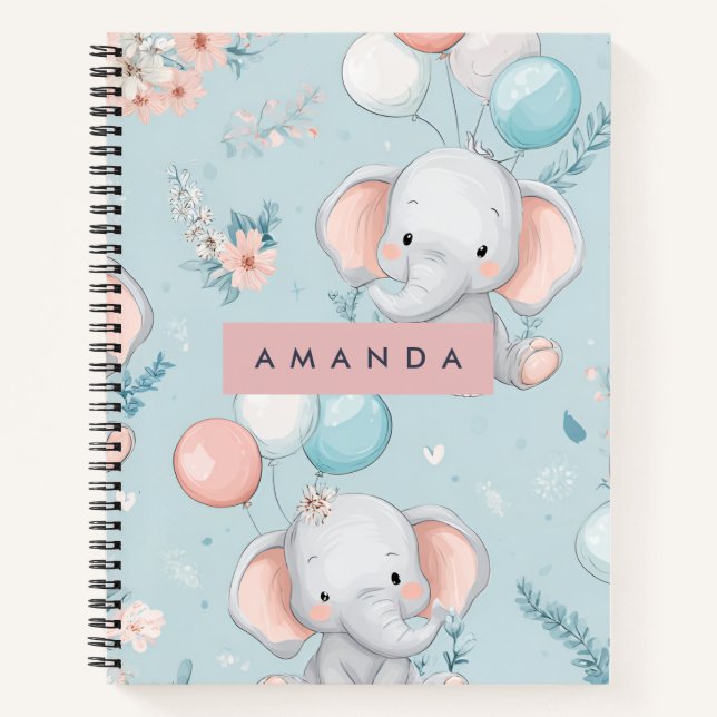 Cuaderno Patrón de elefante para bebés capilar (Anverso)