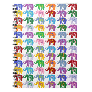 Cuaderno Patrón de elefantes decorativos coloridos