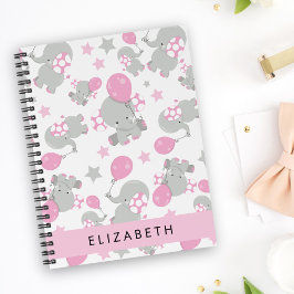 Cuaderno Patrón De Elefantes, Elefantes Cutos, Tu Nombre