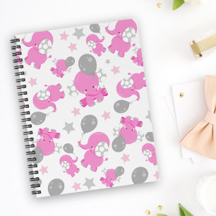 Cuaderno Patrón De Elefantes Rosa, Elefantes Cutos, Estrell