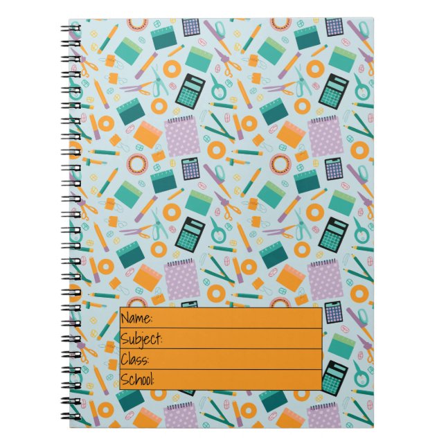 Cuaderno Patrón de elementos escolares (Frente)